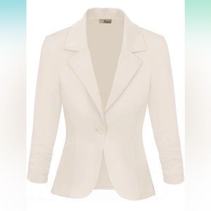 White ivory 3/4 sleeve women’s blazer with button size large brand new